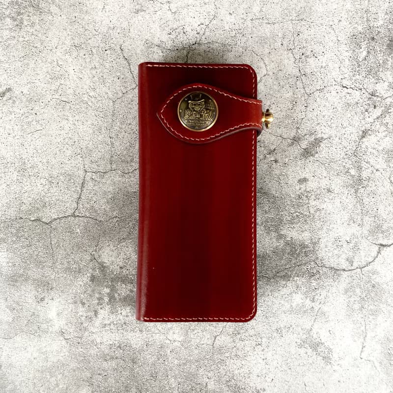 【長夾】手刷木紋騎士長夾/ 義大利植鞣革/ 黃銅精雕財布釦