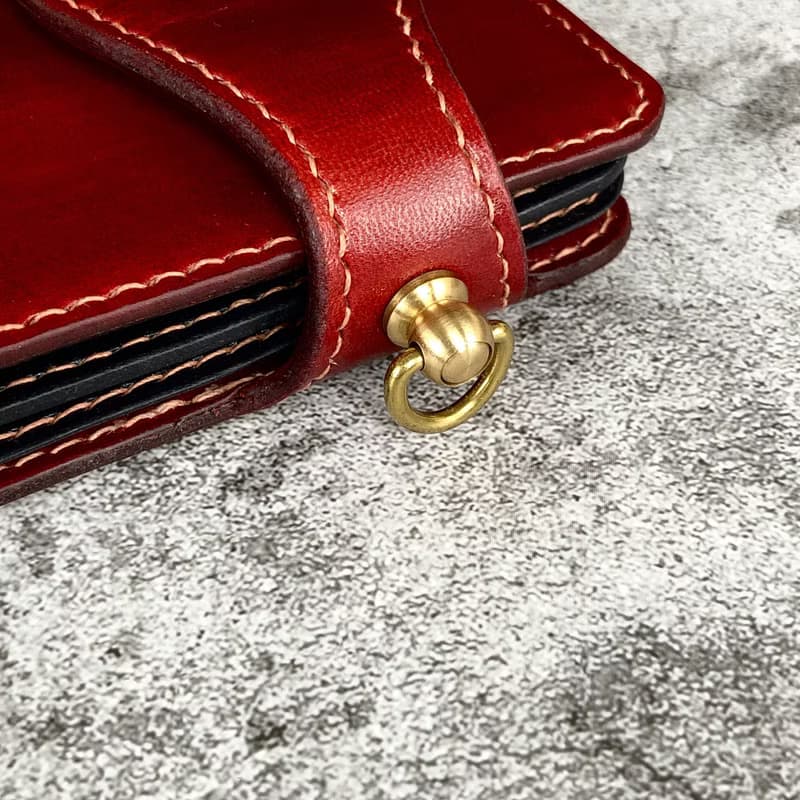 【長夾】手刷木紋騎士長夾/ 義大利植鞣革/ 黃銅精雕財布釦