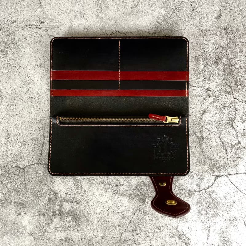 【長夾】手刷木紋騎士長夾/ 義大利植鞣革/ 黃銅精雕財布釦