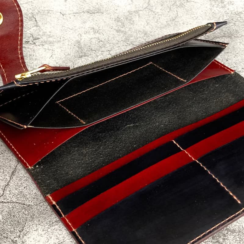 【長夾】手刷木紋騎士長夾/ 義大利植鞣革/ 黃銅精雕財布釦