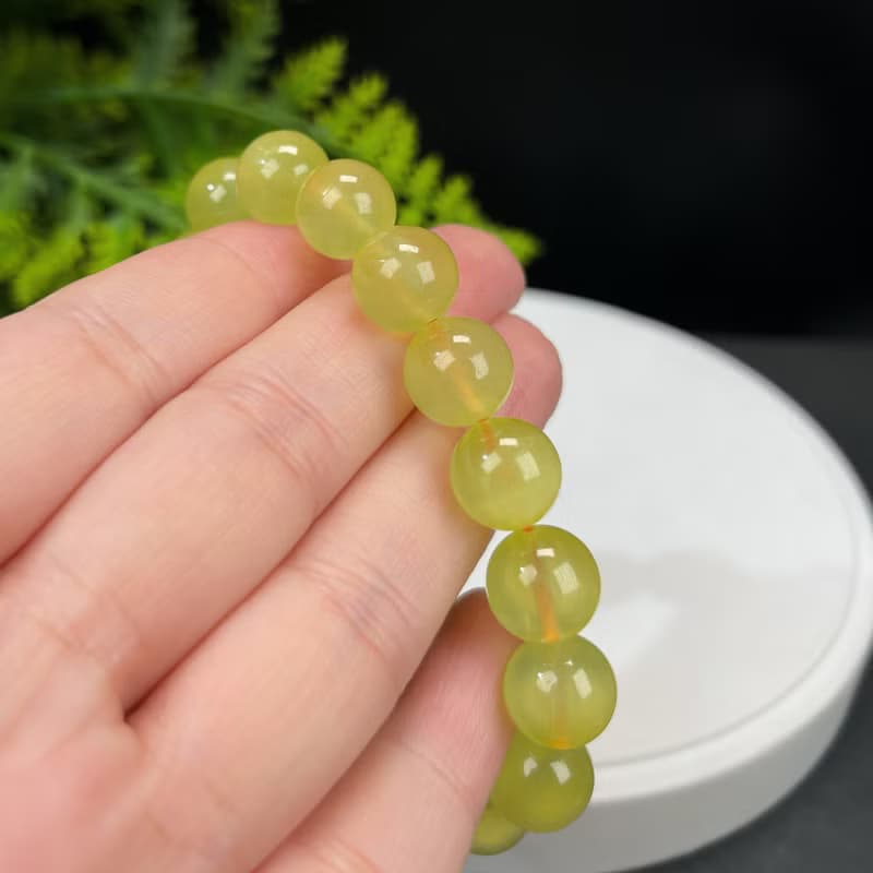 高品質天然澳洲金葡萄石手串冰種透體黃金葡萄石手錬女單圈11mm