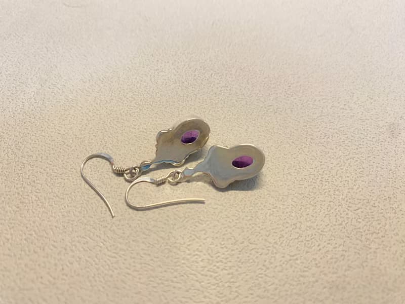 天然 紫水晶 耳環 耳飾 可改夾式 尼泊爾 手工製 925純銀
