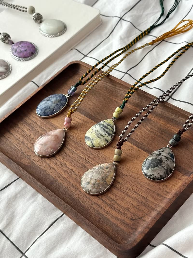 【復古】半寶石編織繩項鏈 古典款 男女配飾 生日聖誕禮物 記念日