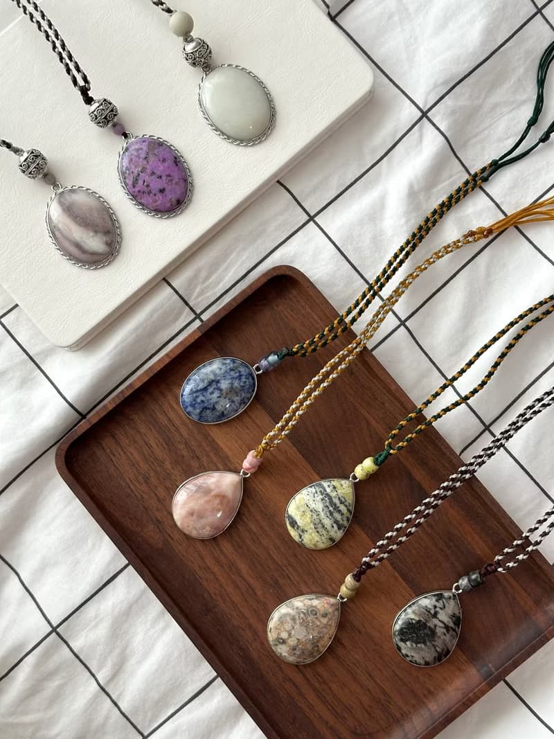 【復古】半寶石編織繩項鏈 古典款 男女配飾 生日聖誕禮物 記念日