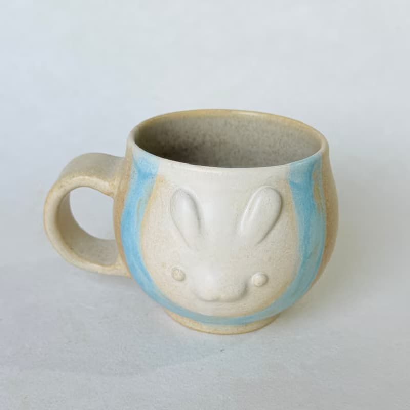 柔光莫蘭迪。兔子馬克杯 手工陶瓷茶杯 咖啡杯 陶藝 母親節禮物