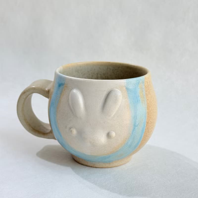 柔光莫蘭迪。兔子馬克杯 手工陶瓷茶杯 咖啡杯 陶藝 母親節禮物