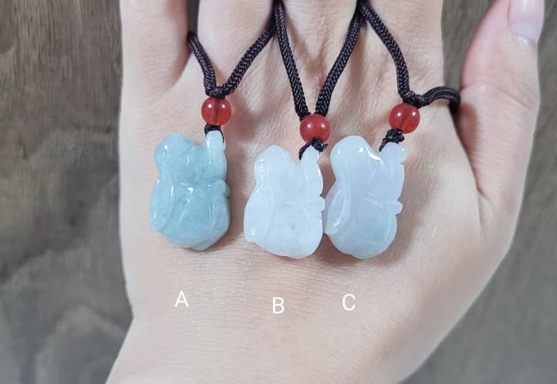 【親翠】天然翡翠 基本版半立體各色冰兔兔項鍊 | 生肖兔年禮物