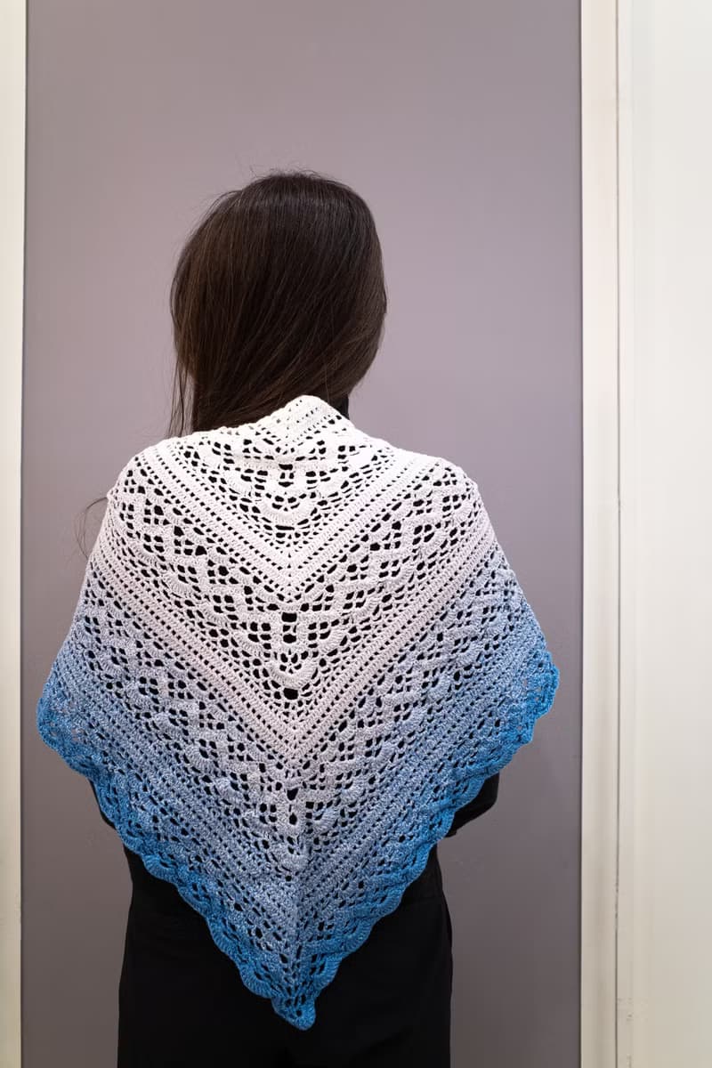 漸層色-三角披肩-編織-編織披肩