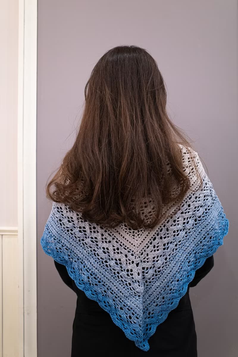 漸層色-三角披肩-編織-編織披肩