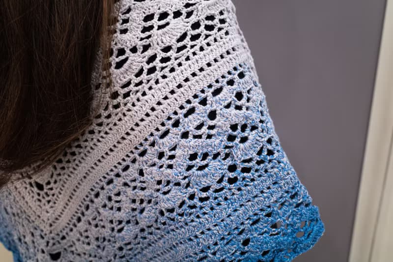 漸層色-三角披肩-編織-編織披肩