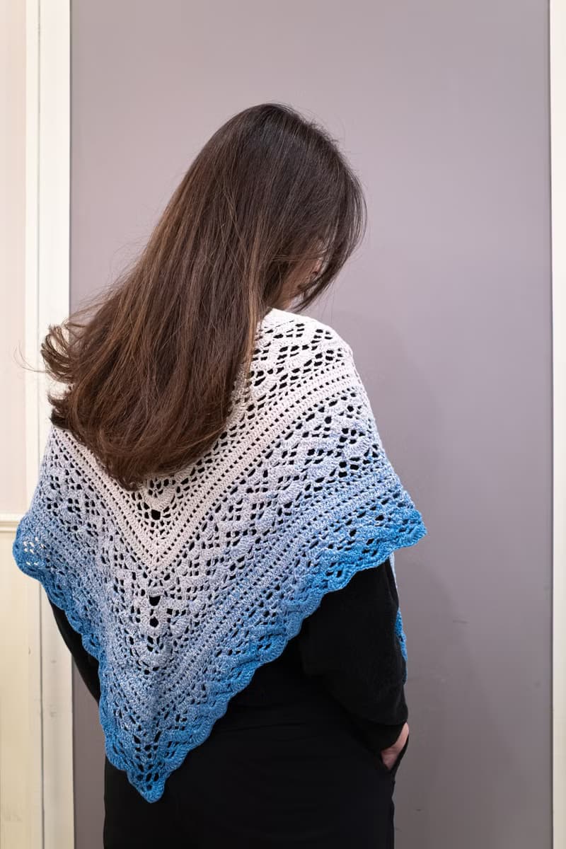 漸層色-三角披肩-編織-編織披肩