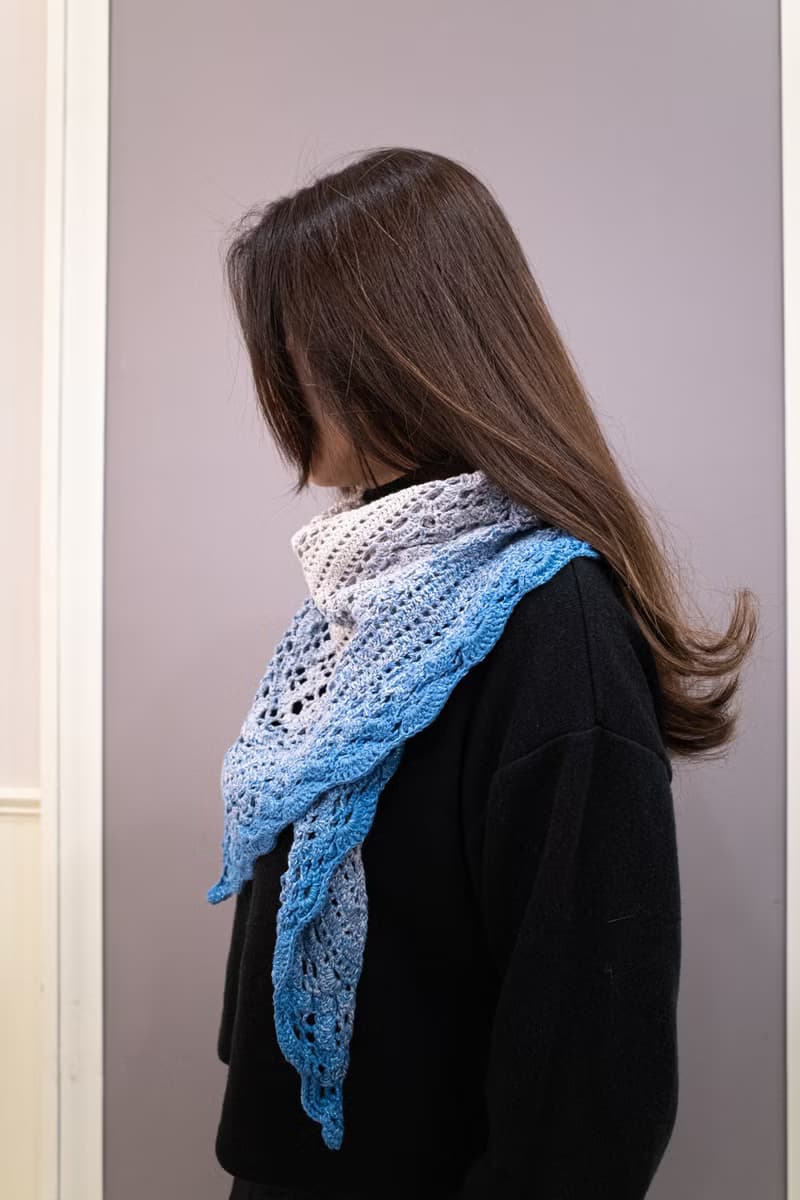 漸層色-三角披肩-編織-編織披肩