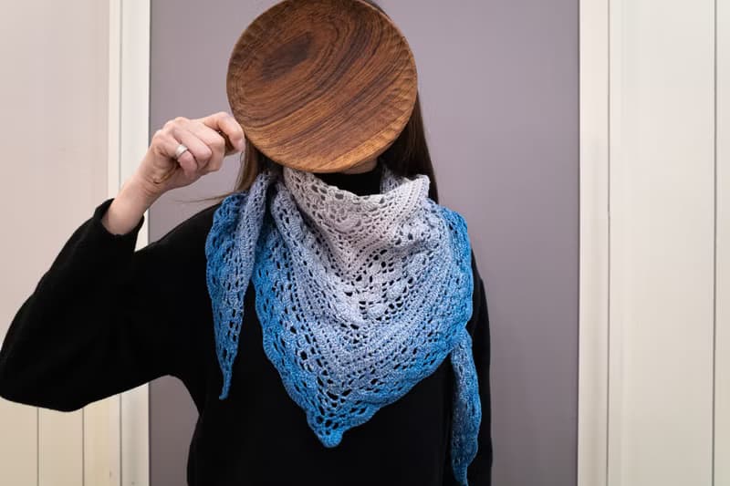 漸層色-三角披肩-編織-編織披肩