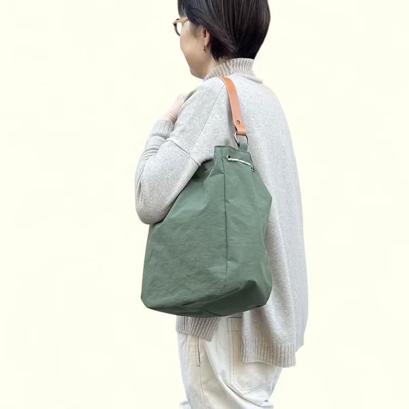 BALON　オリーブ　KONBU　撥水加工ナイロン素材セミショルダーバッグ　受注製作