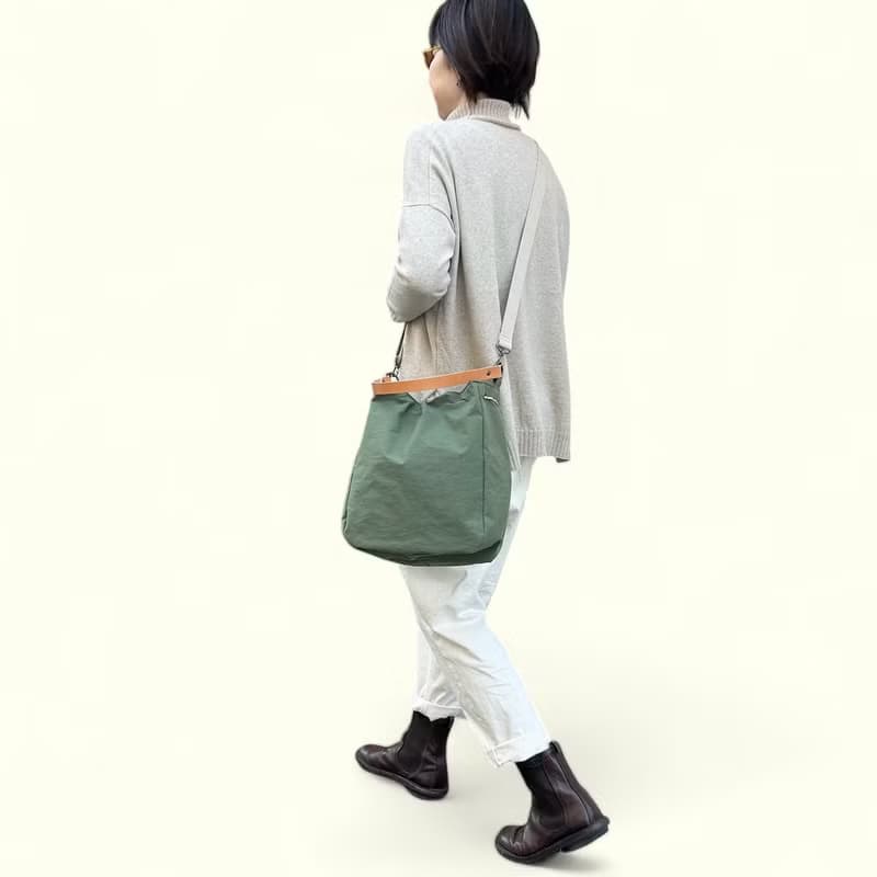 BALON　オリーブ　KONBU　撥水加工ナイロン素材セミショルダーバッグ　受注製作