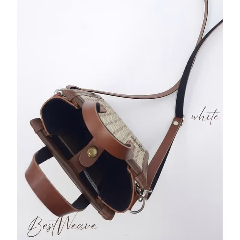 手工编织皮革苇席包