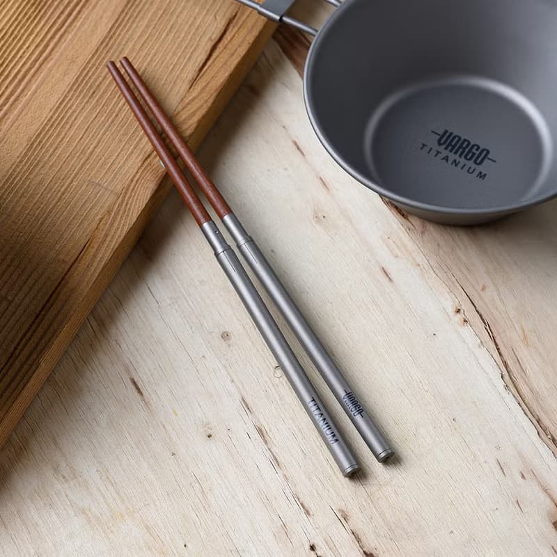【美國 Vargo】Titanium Chopsticks 純鈦可拆式餐筷 鈦金色#T223