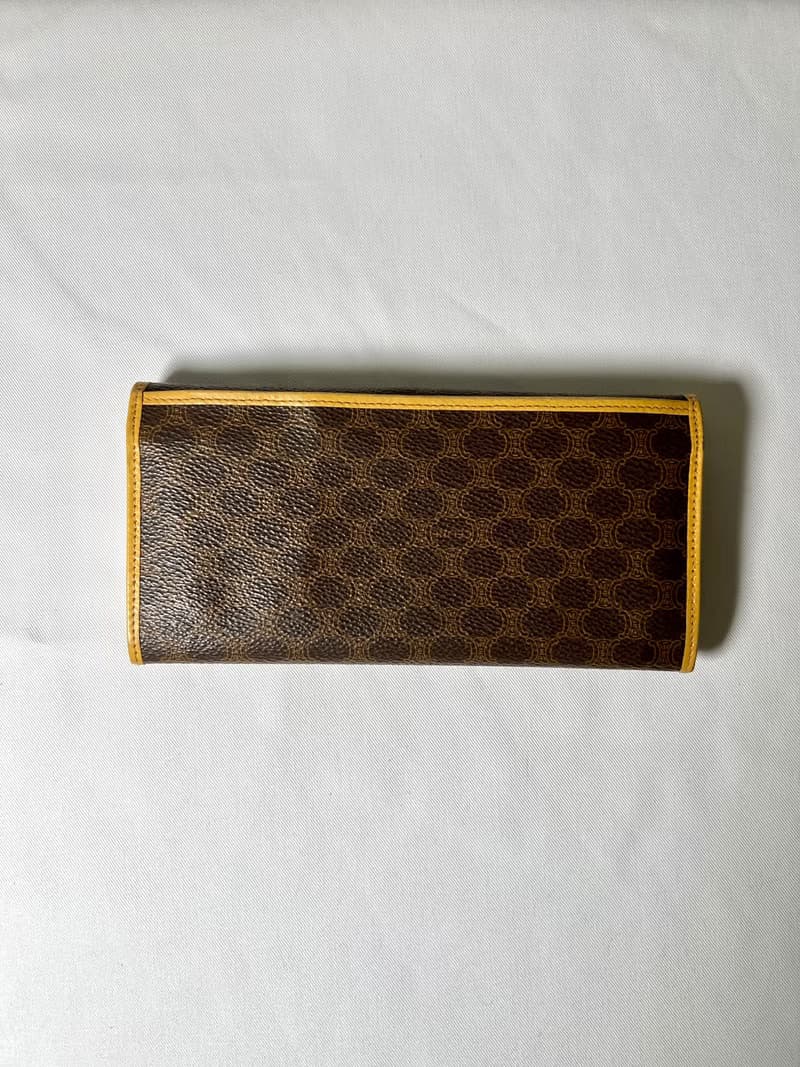 Celine啡色老花早期口金卡片套錢包長夾小手袋 日出中古二手