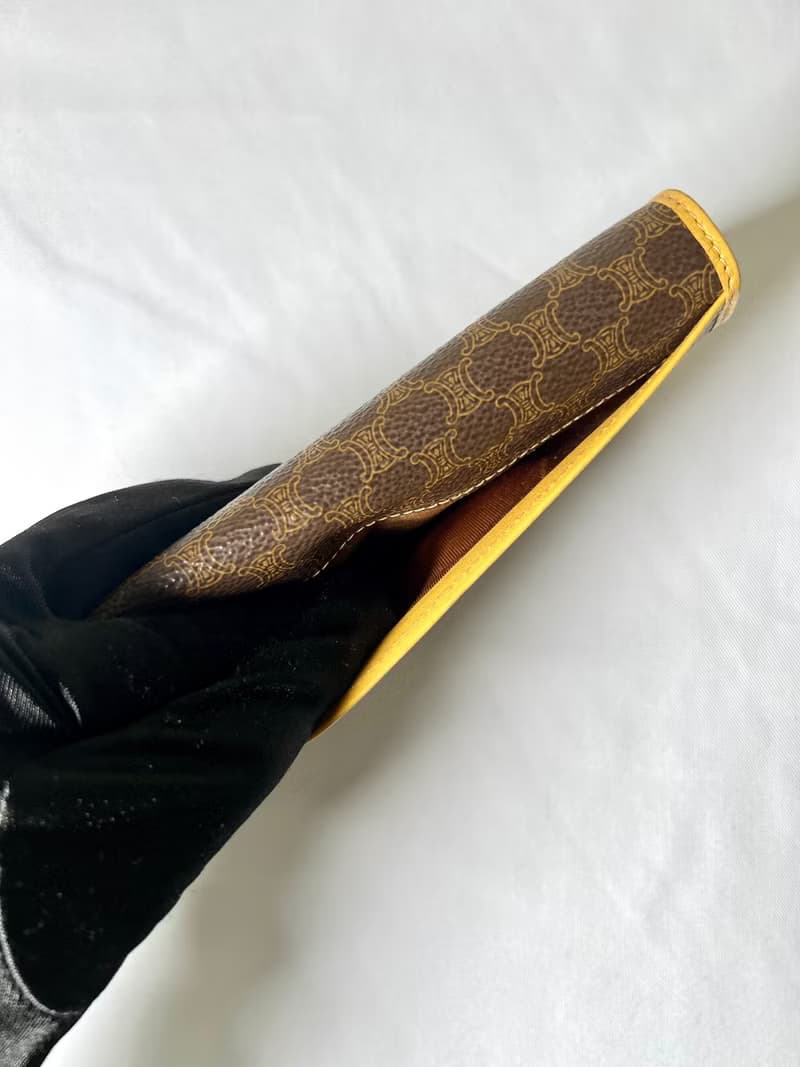 Celine啡色老花早期口金卡片套錢包長夾小手袋 日出中古二手