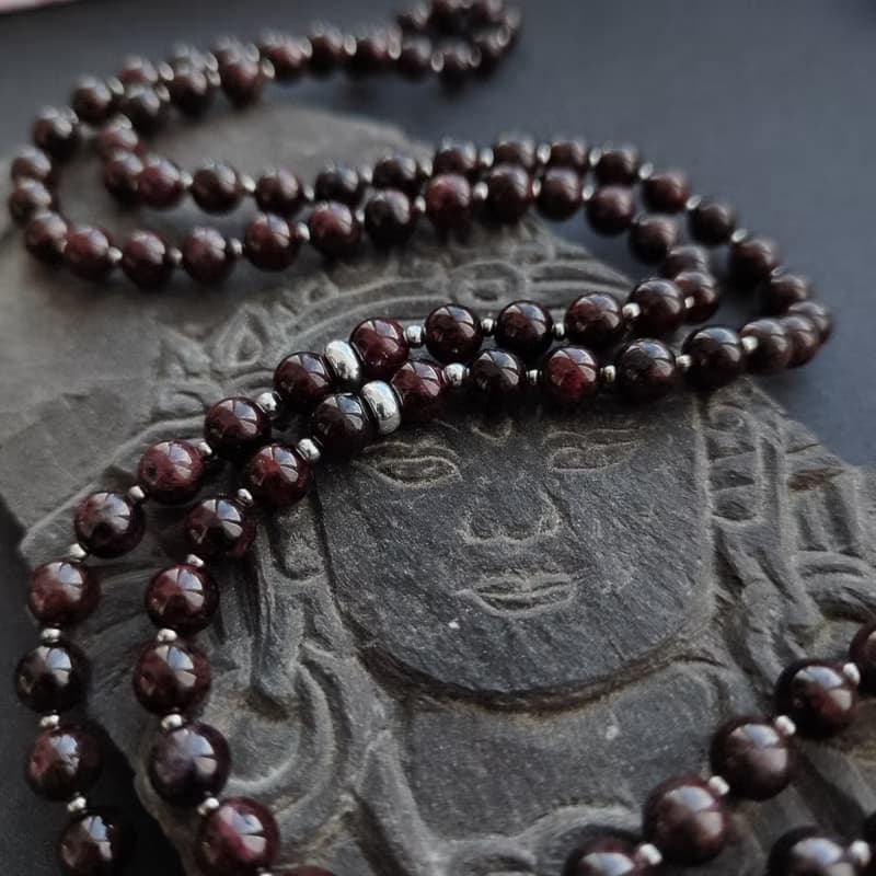 Mala Siddha - Muladhara Chakra 108 beads Garnet Japa Mala, Meditation Necklace