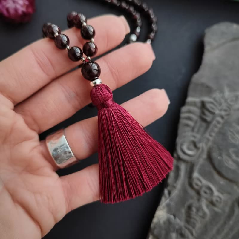 Mala Siddha - Muladhara Chakra 108 beads Garnet Japa Mala, Meditation Necklace