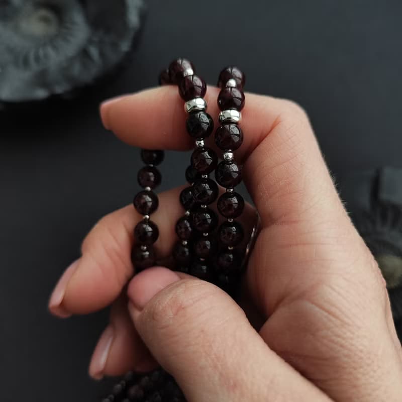 Mala Siddha - Muladhara Chakra 108 beads Garnet Japa Mala, Meditation Necklace