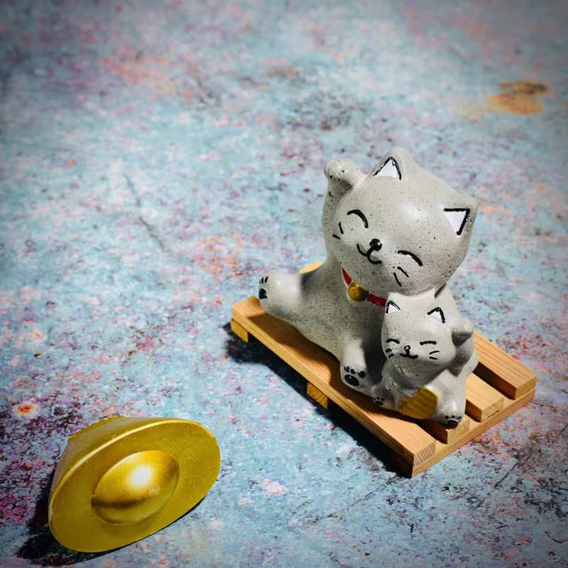 水泥製招財貓組