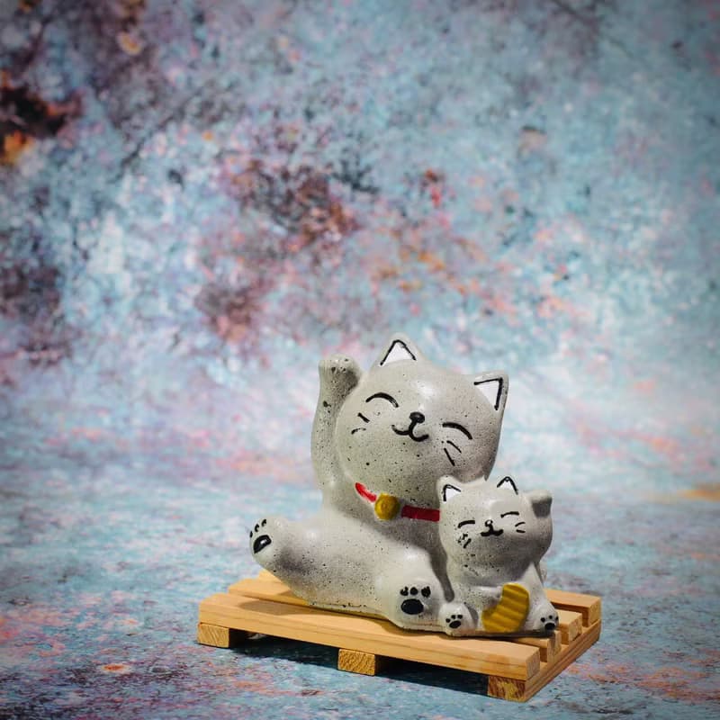 水泥製招財貓組