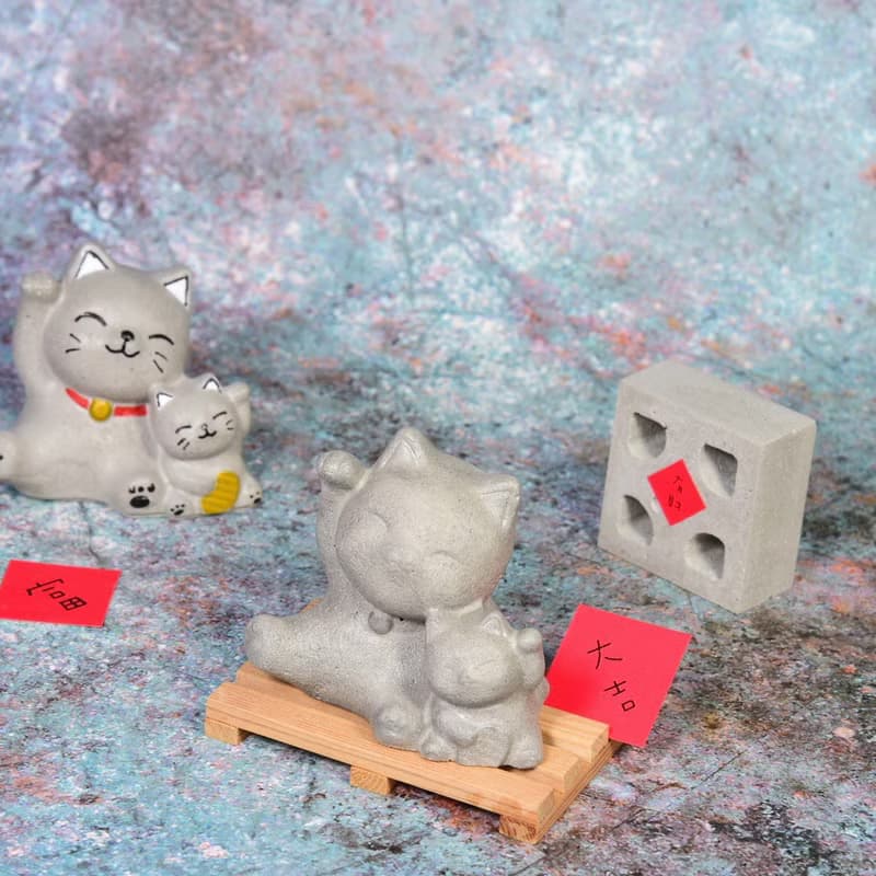 水泥製招財貓組