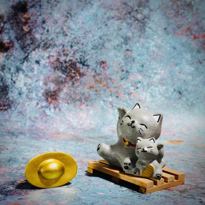 水泥製招財貓組