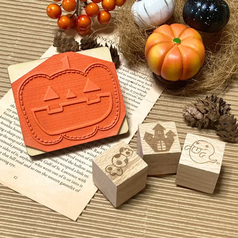 ハロウィン　はんこ4点セット　名札にも使える　Happy Halloween