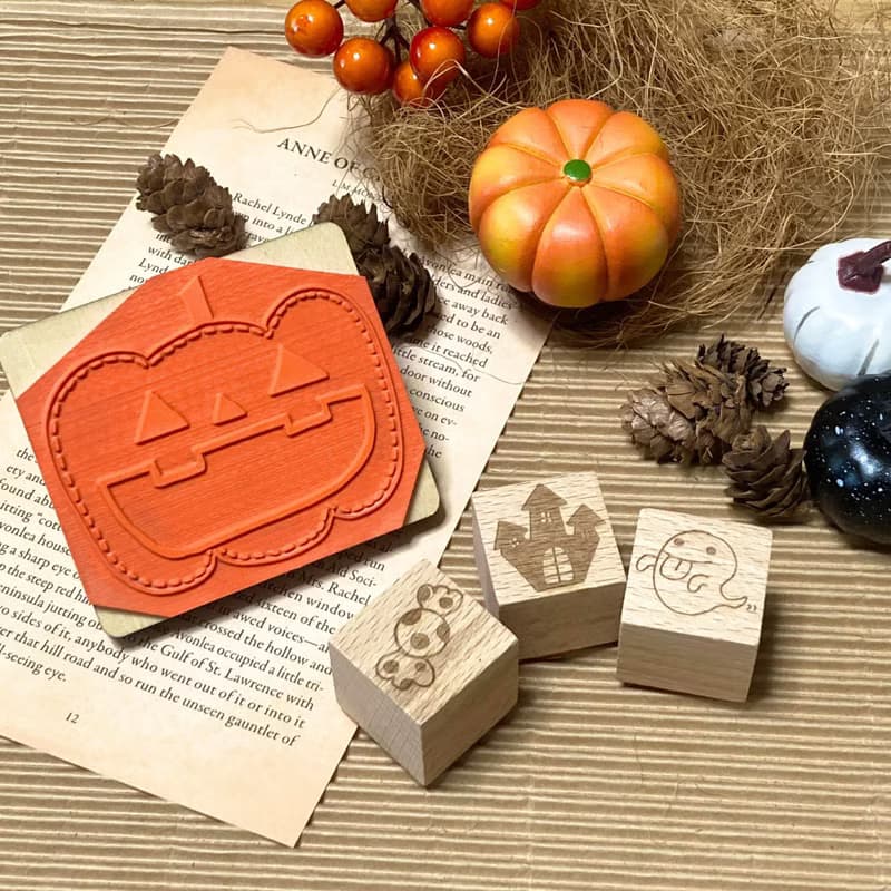 ハロウィン　はんこ4点セット　名札にも使える　Happy Halloween