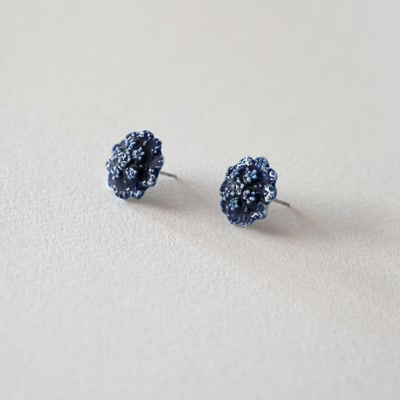瓷器耳環  花叢耳針一對