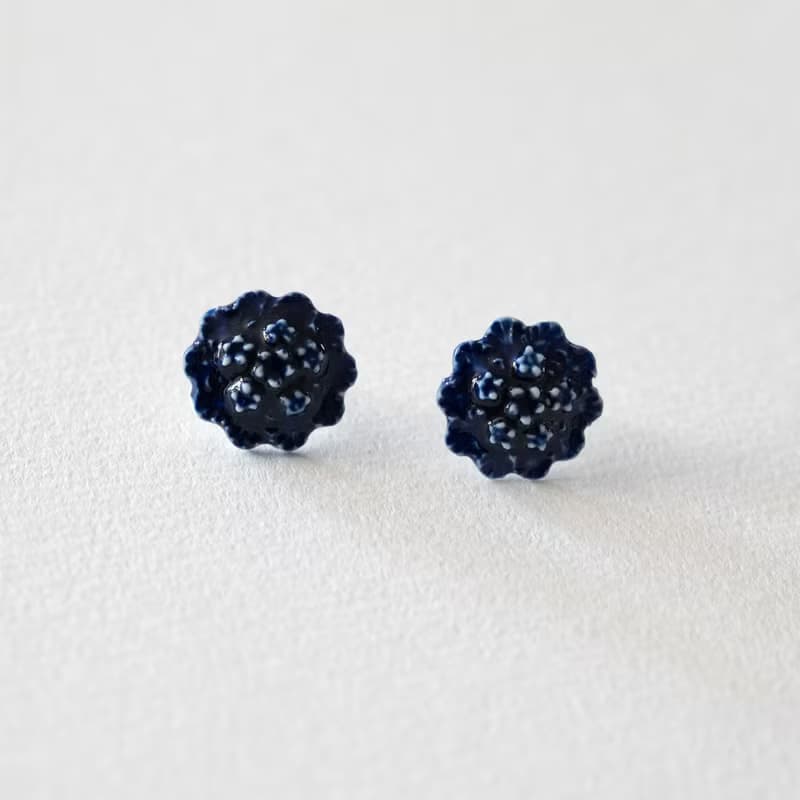 瓷器耳環  花叢耳針一對