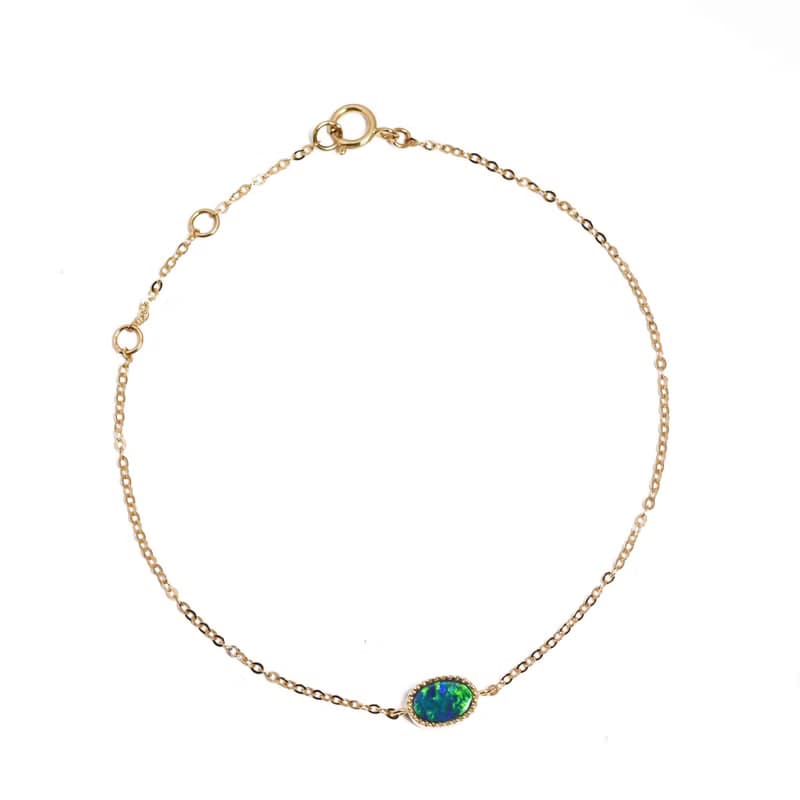 油畫蛋白石手鍊 - 18k純金 - 歐泊