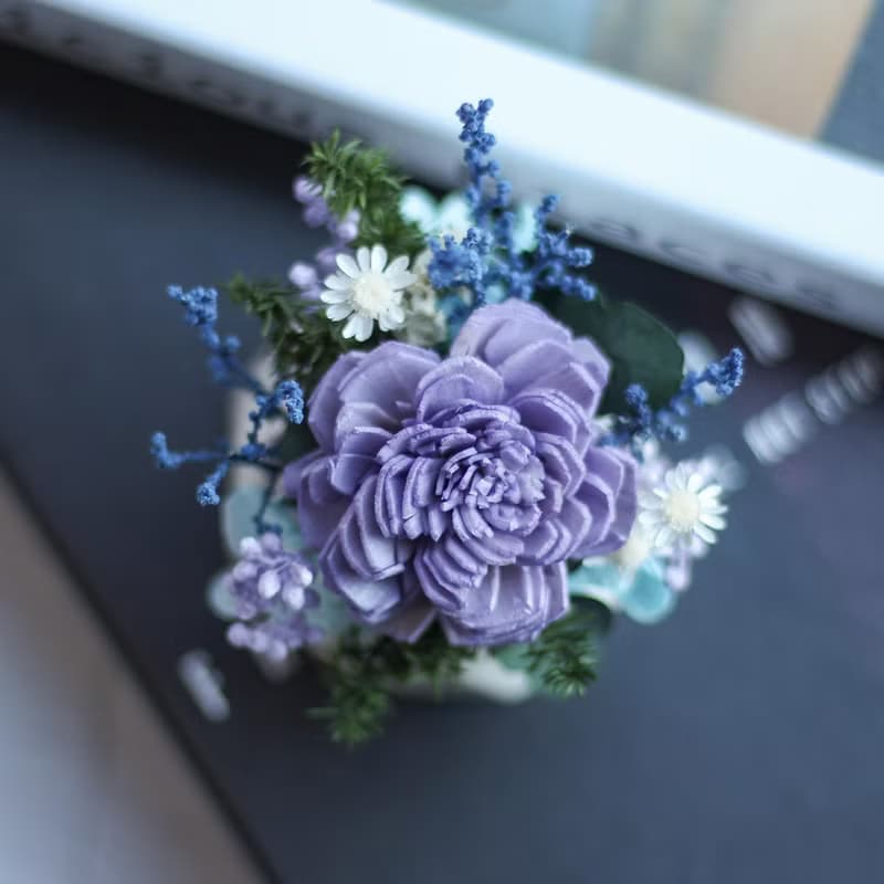 石膏擴香桌花-主花索拉花款 香氛擺飾 永生桌花 辦公療癒小物