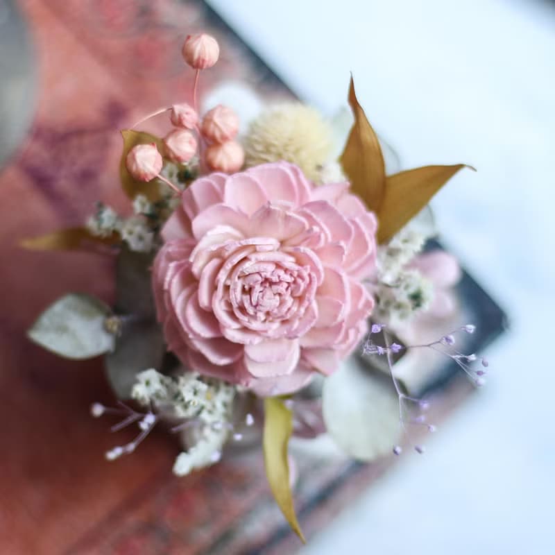 石膏擴香桌花-主花索拉花款 香氛擺飾 永生桌花 辦公療癒小物