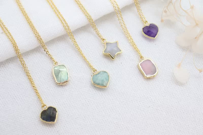 Adorable Gemstone Necklace for Boho Babes Handcrafted Sparkling Gemstone Heart