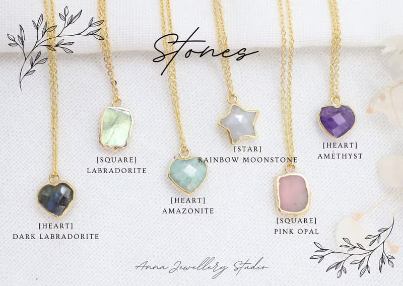 Adorable Gemstone Necklace for Boho Babes Handcrafted Sparkling Gemstone Heart