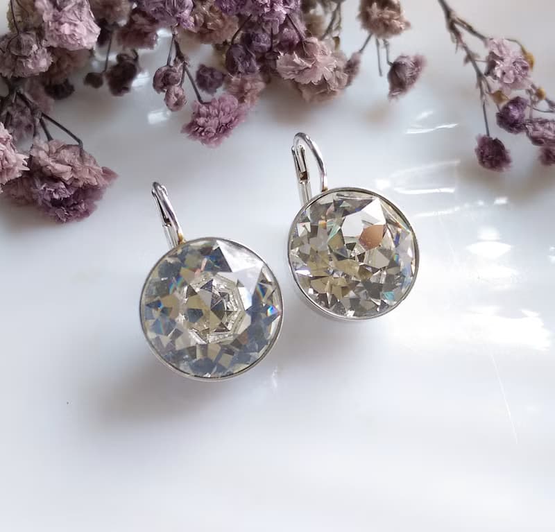 Vintage Jewelry 西洋古董飾品 SWAROVSKI  簡約小圓鑽 針式耳環