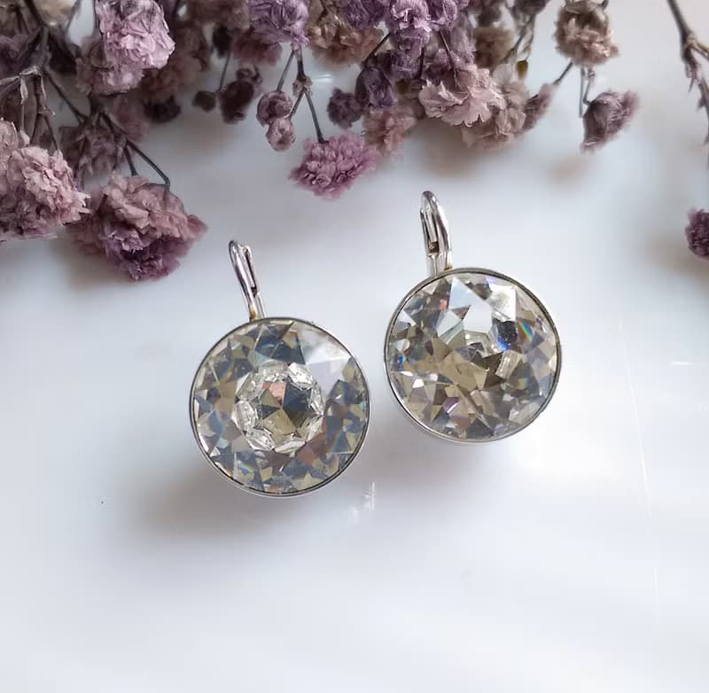 Vintage Jewelry 西洋古董飾品 SWAROVSKI  簡約小圓鑽 針式耳環