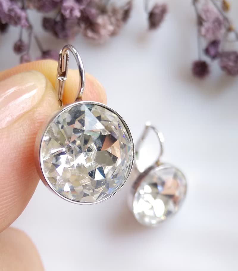 Vintage Jewelry 西洋古董飾品 SWAROVSKI  簡約小圓鑽 針式耳環