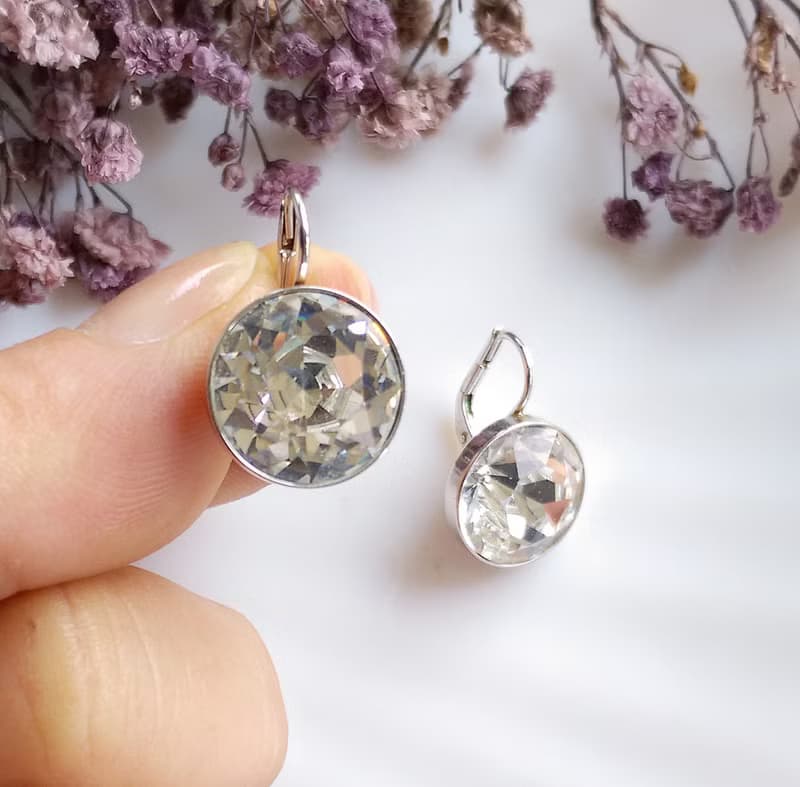 Vintage Jewelry 西洋古董飾品 SWAROVSKI  簡約小圓鑽 針式耳環