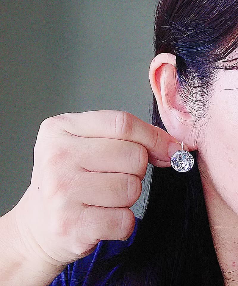 Vintage Jewelry 西洋古董飾品 SWAROVSKI  簡約小圓鑽 針式耳環