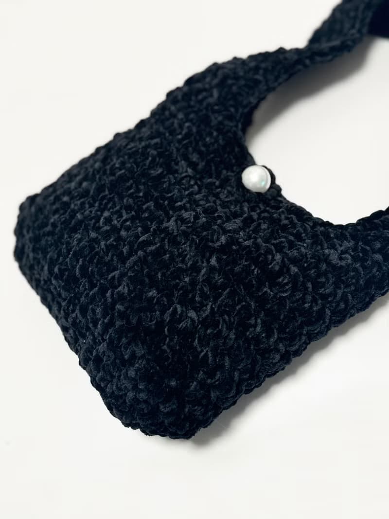 鈎織絲絨側孭袋