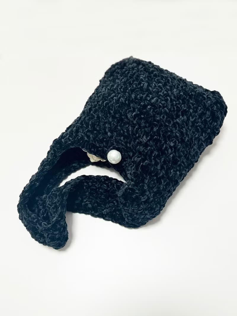 鈎織絲絨側孭袋