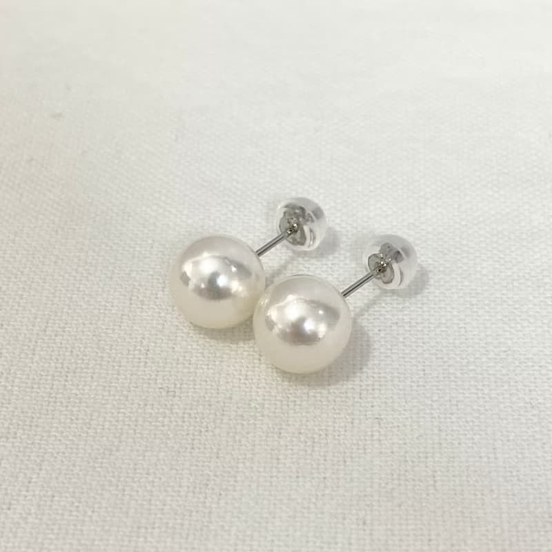 单粒珍珠耳钉 7-7.5/7.5-8/8-8.5/8.5-9毫米黑色Akoya珍珠