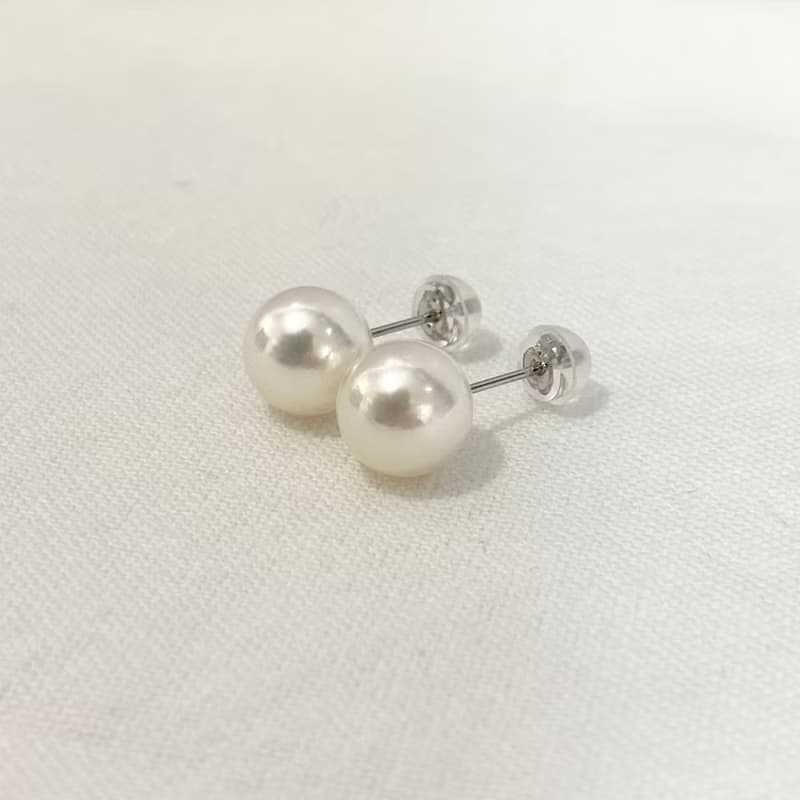 单粒珍珠耳钉 7-7.5/7.5-8/8-8.5/8.5-9毫米黑色Akoya珍珠