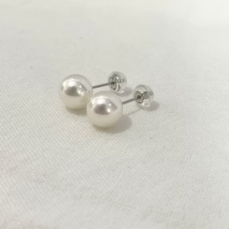 单粒珍珠耳钉 7-7.5/7.5-8/8-8.5/8.5-9毫米黑色Akoya珍珠