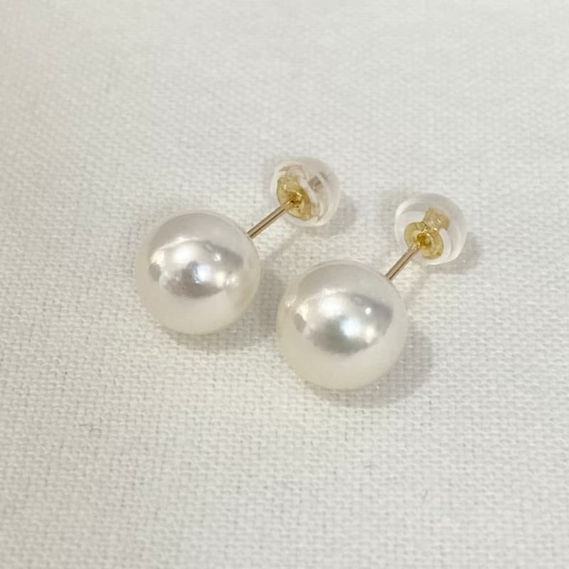 单粒珍珠耳钉 7-7.5/7.5-8/8-8.5/8.5-9毫米黑色Akoya珍珠